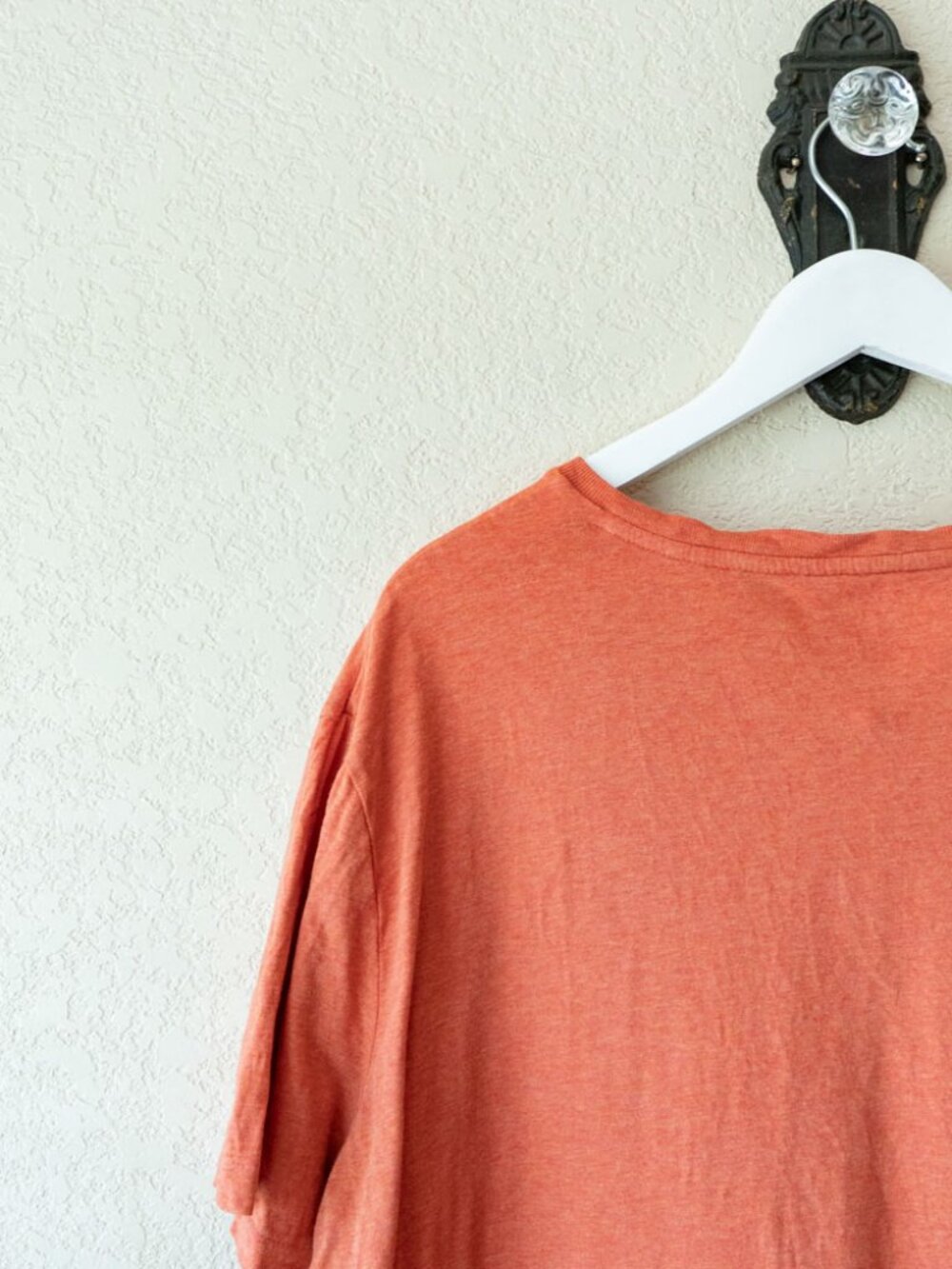 Polo Ralph Lauren Orange V Neck T Shirt Men's Large Pony Logo 100% Cotton Tee - Picture 10 of 13